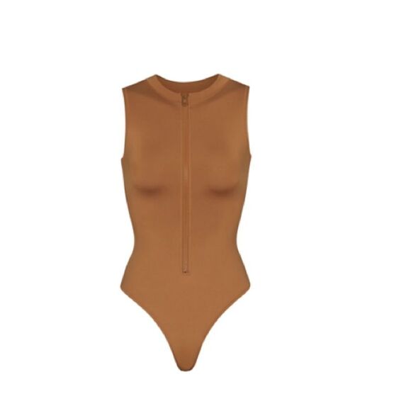 SKIMS Other - SKIMS SWIM ZIP FRONT SLEEVELESS‎ ONE PIECE ALMOND 4XL NWT